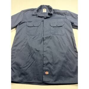 Dickies Men’s Navy Blue Short Sleeve Button-Up Work Shirt – Size Medium